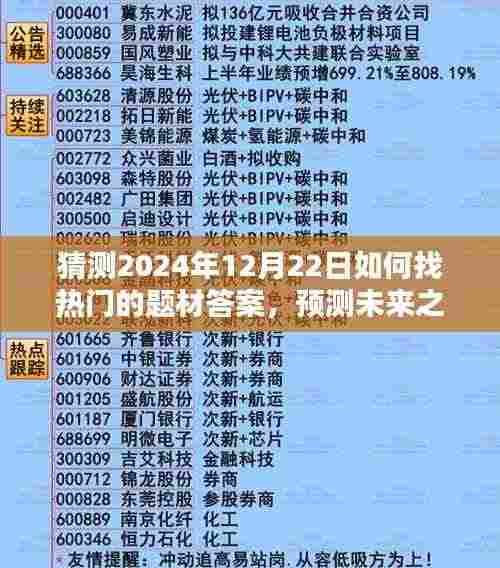 探寻未来热门话题，预测2024年12月22日热门题材答案，揭秘未来之光！