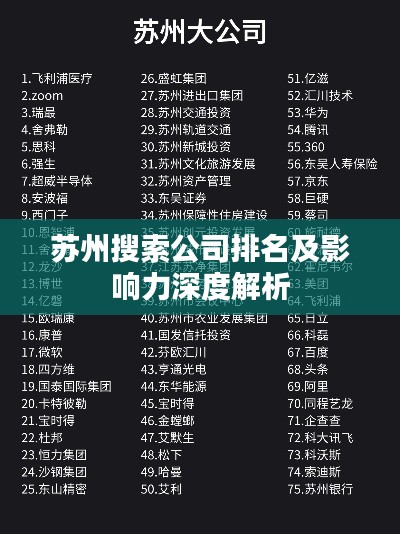 苏州搜索公司排名及影响力深度解析