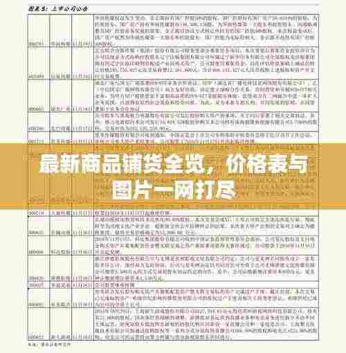 最新商品铺货全览，价格表与图片一网打尽