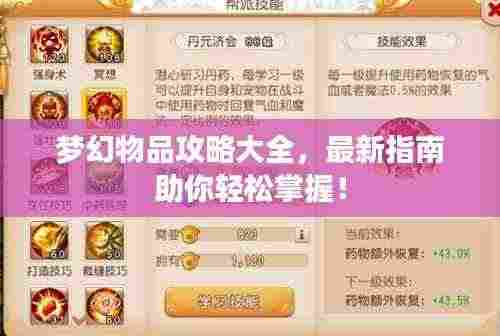 梦幻物品攻略大全,最新指南助你轻松掌握!